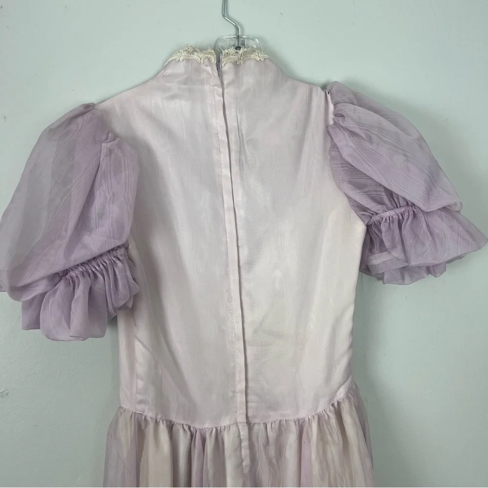 Gunne Sax Lilac 70s Dress Lace Ruffles - Picture 6 of 14
